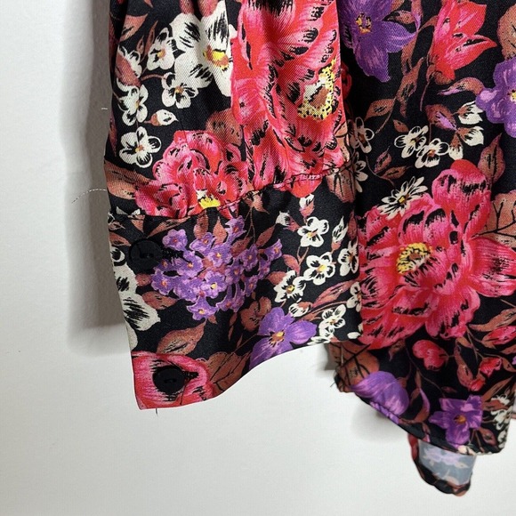 Zara High Neck Floral Print Long Sleeve Satin Blouse Top Women’s Size Small - Picture 4 of 10